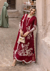 Complete front look of Crimson D6A TASAWAR lawn outfit